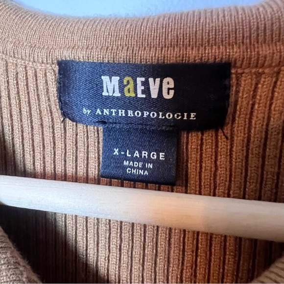 Maeve by Anthropologie Slim Fit Cardigan Women’s XL Ribbed Long Sleeve Tan - Picture 5 of 7